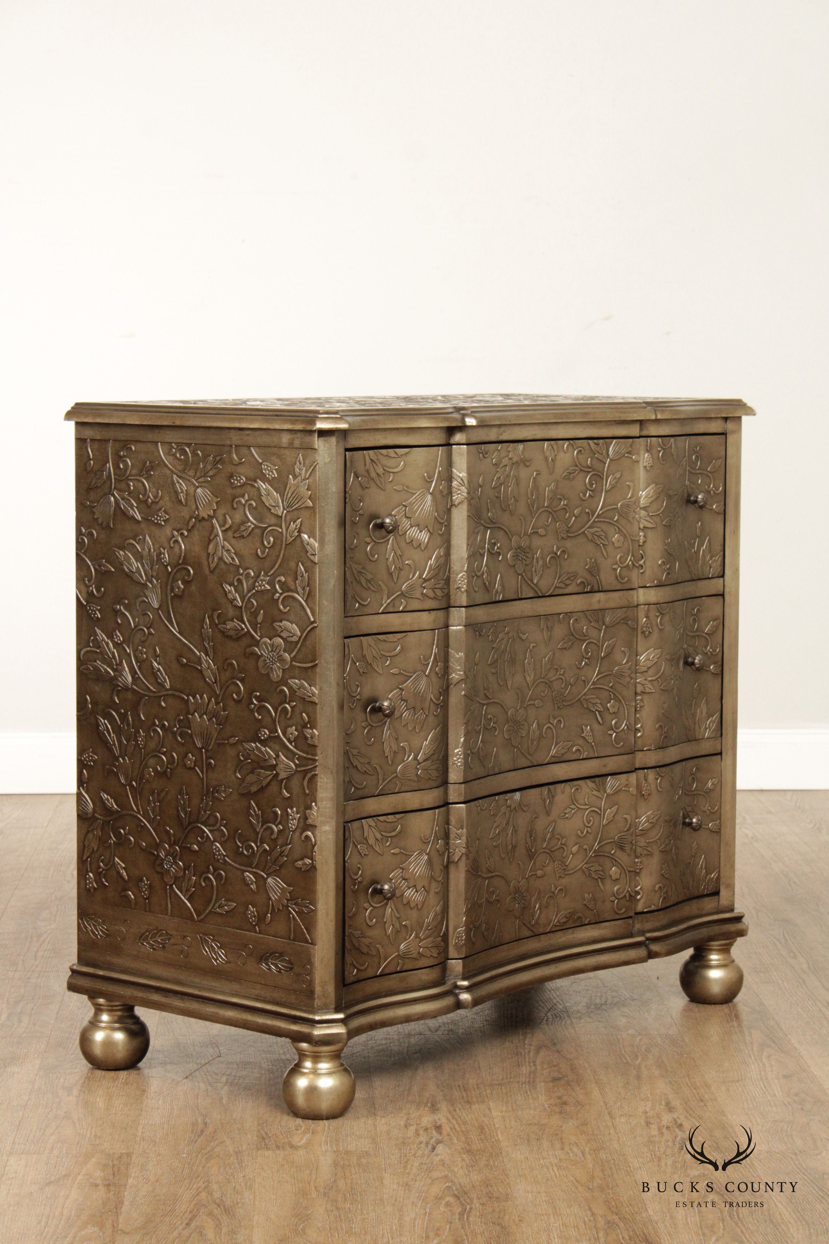 Silver Finished Embossed Chest of Drawers