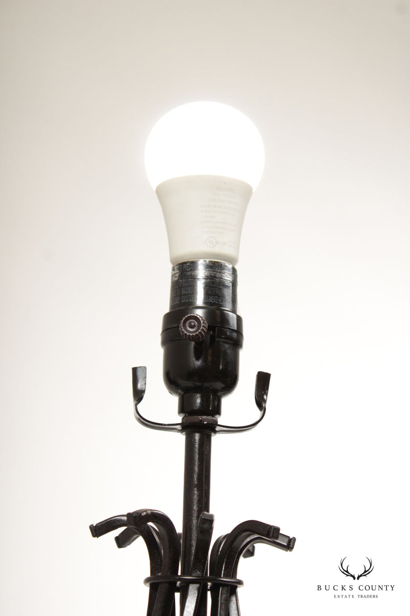 Contemporary Pair of Twisted Steel Table Lamps