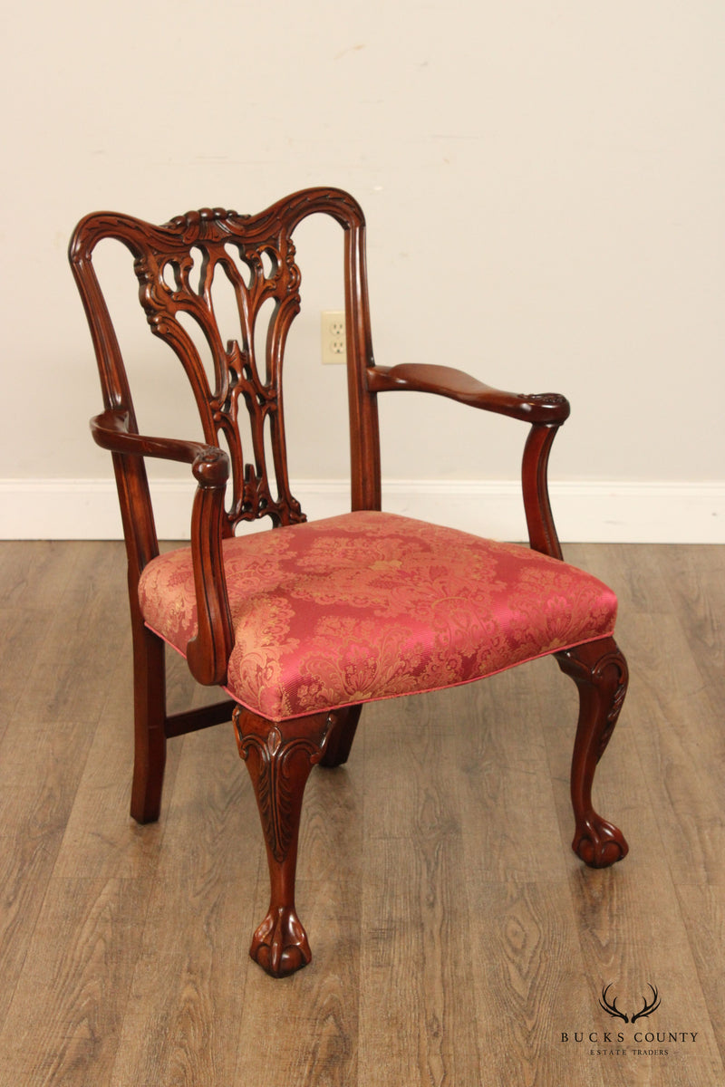Wellington Hall Chippendale Style Set Eight Mahogany Dining Chairs