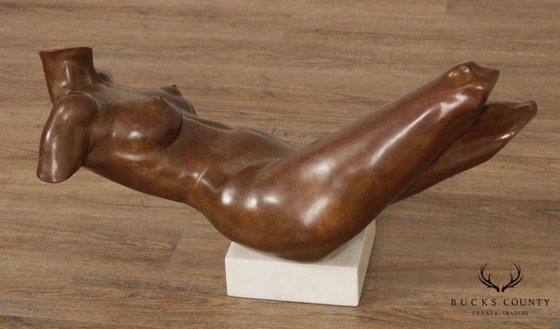 Robert Sanabria Bronze Female Form Reclining Sculpture