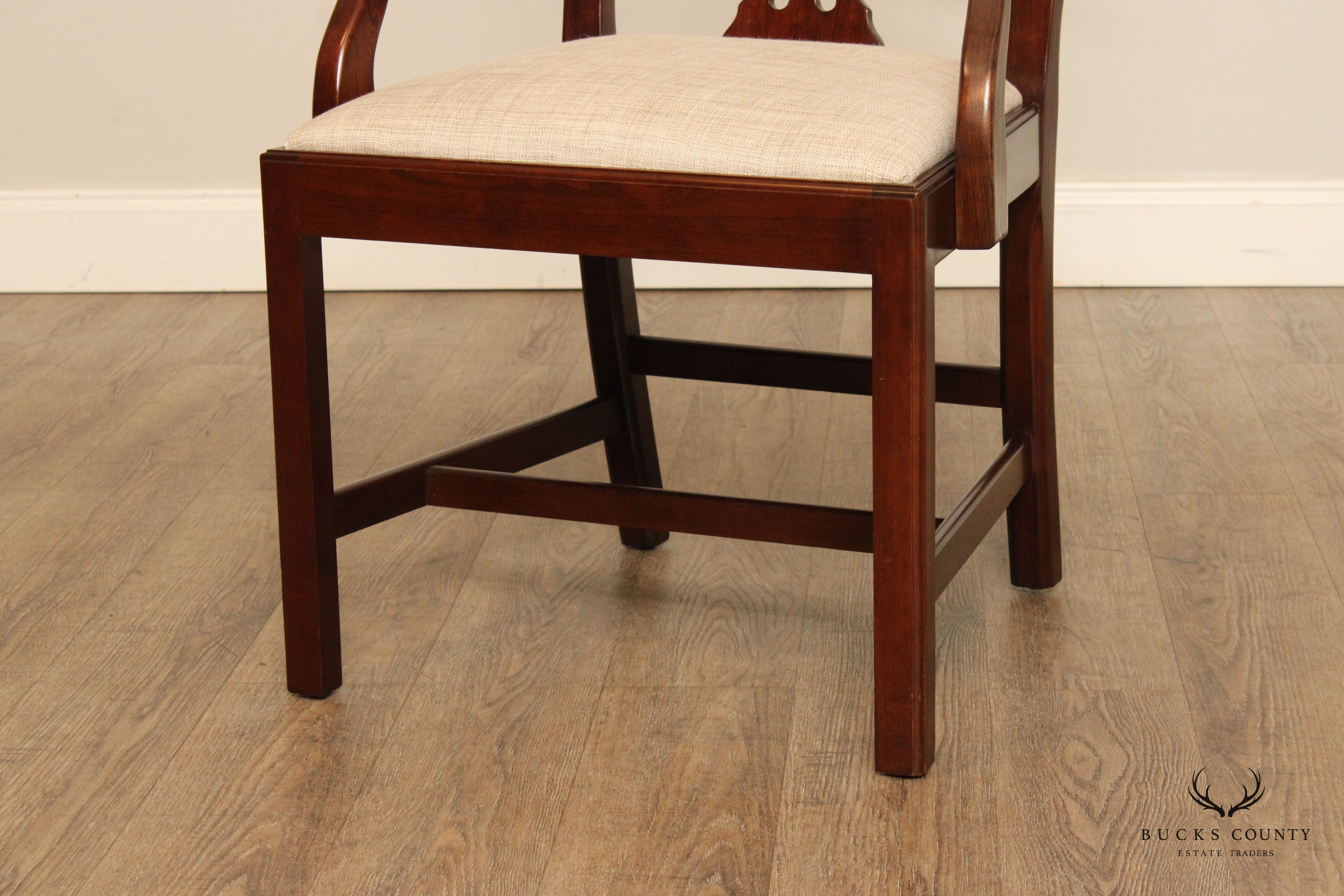 Stickley Chippendale Carved Cherry Set Six Dining Chairs