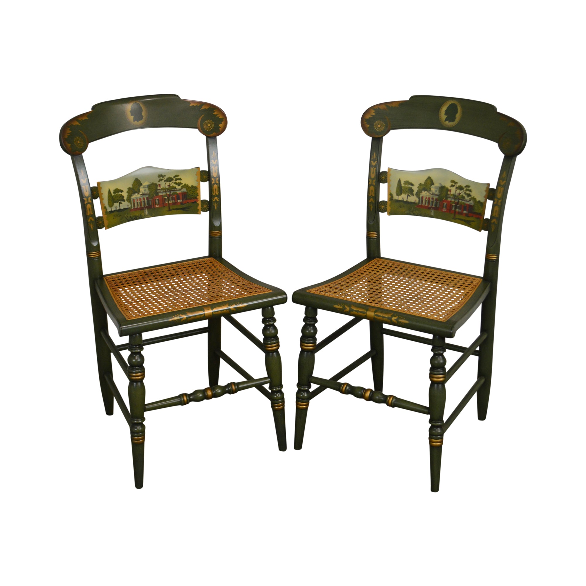 Hitchcock Thomas Jefferson Monticello Limited Edition Painted Pair Chairs (A)