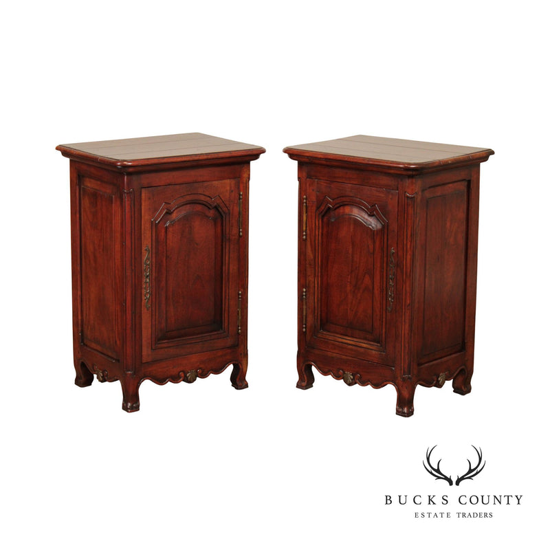 French Louis XV Style Pair of Mahogany Nightstand Cabinets