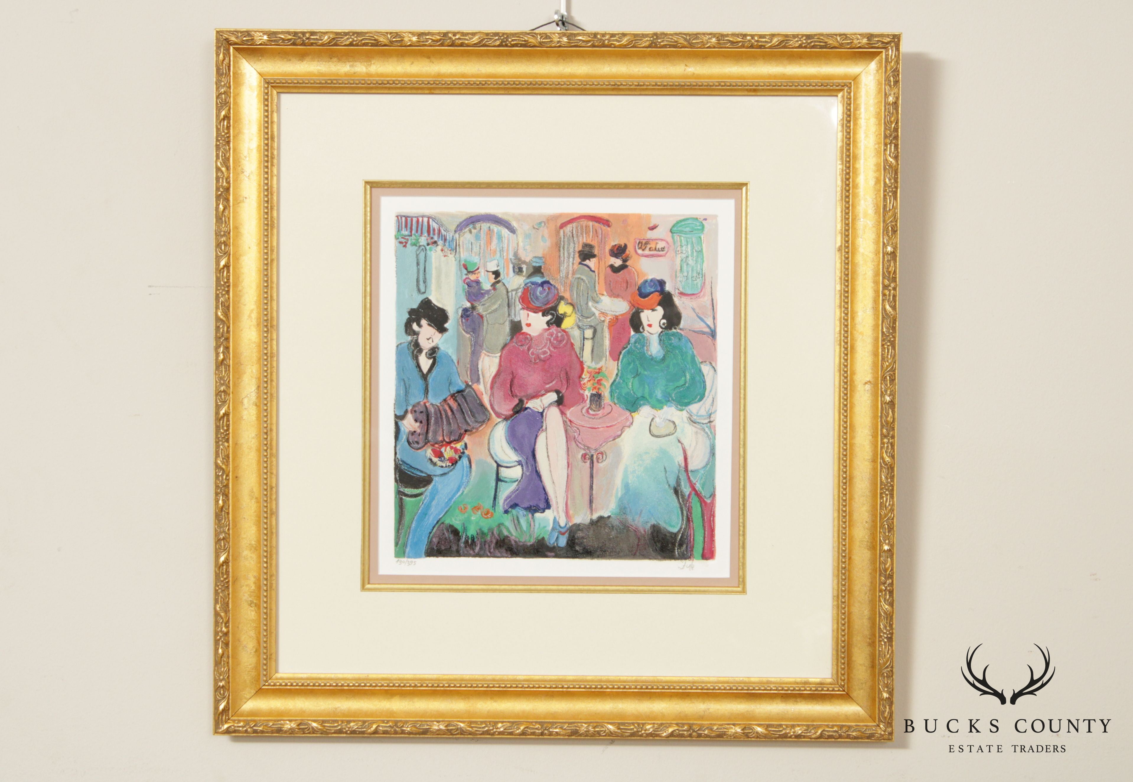 Zule Moskowitz 'In the Cafe' Framed Serigraph Print