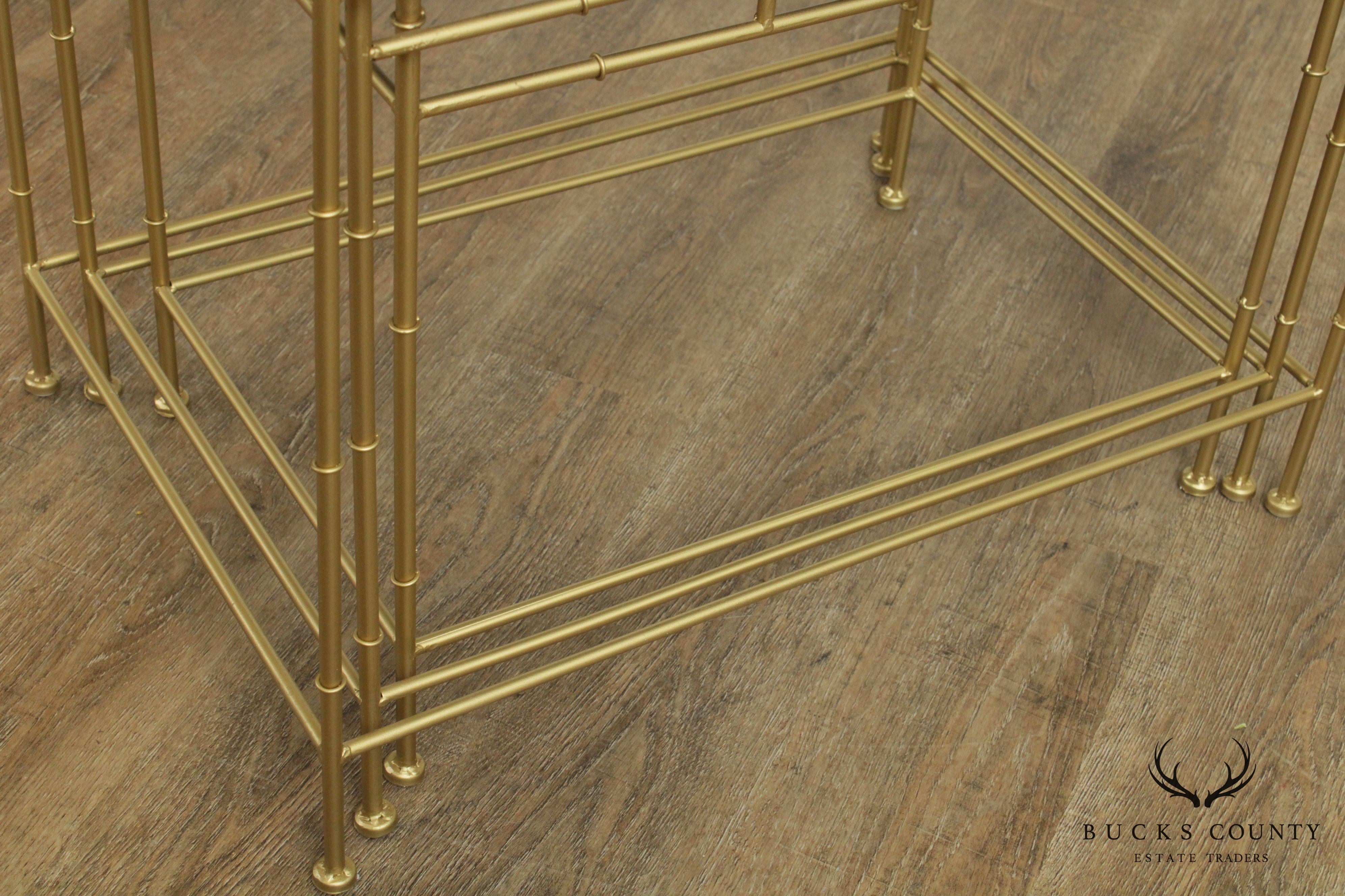 Black and Gold Faux Bamboo Iron Nesting Tables