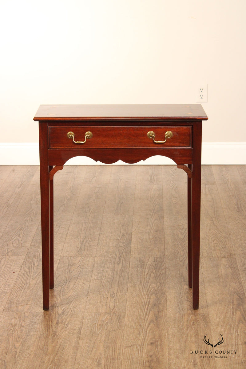 Madison Square Chippendale Style Inlaid Mahogany Narrow Console Table