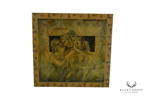 Italian Renaissance Style Large Lacquered Painting Wall Art