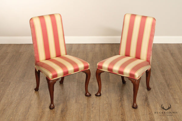Kittinger Colonial Williamsburg Queen Anne Style Pair Mahogany And Upholstered Side Chairs