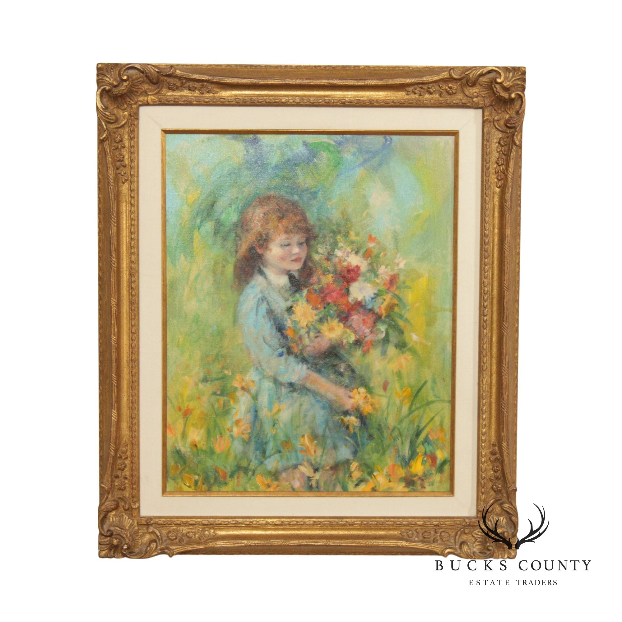 Cydney Grossman Impressionist Style 'Helene' Original Painting, Custom Framed