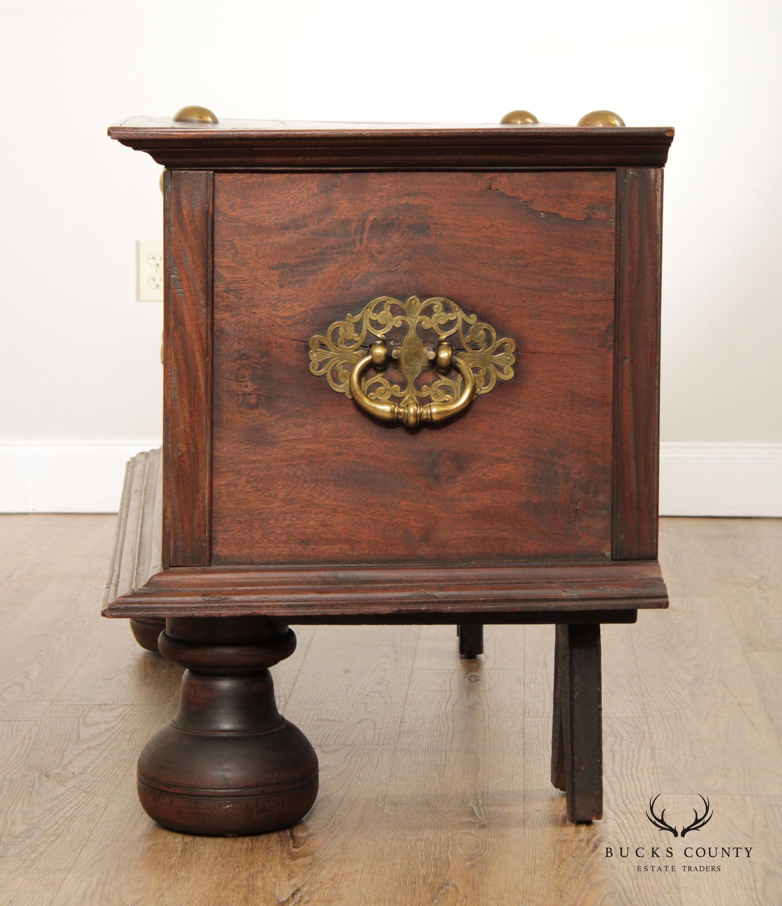 18th Century Continental Brass Mounted Hardwood Blanket Chest