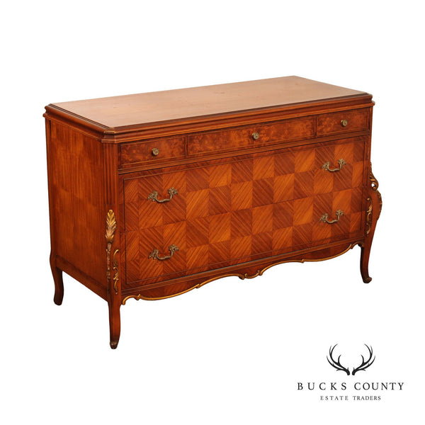 1930's French Louis XV Style Checkerboard Parquetry Chest of Drawers