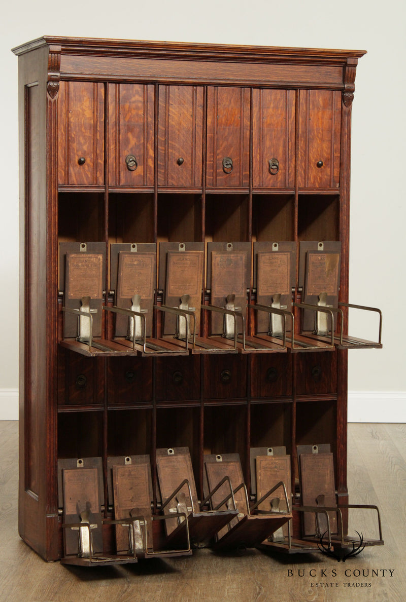 Lang Antique Oak 24 Drawer Document File Cabinet