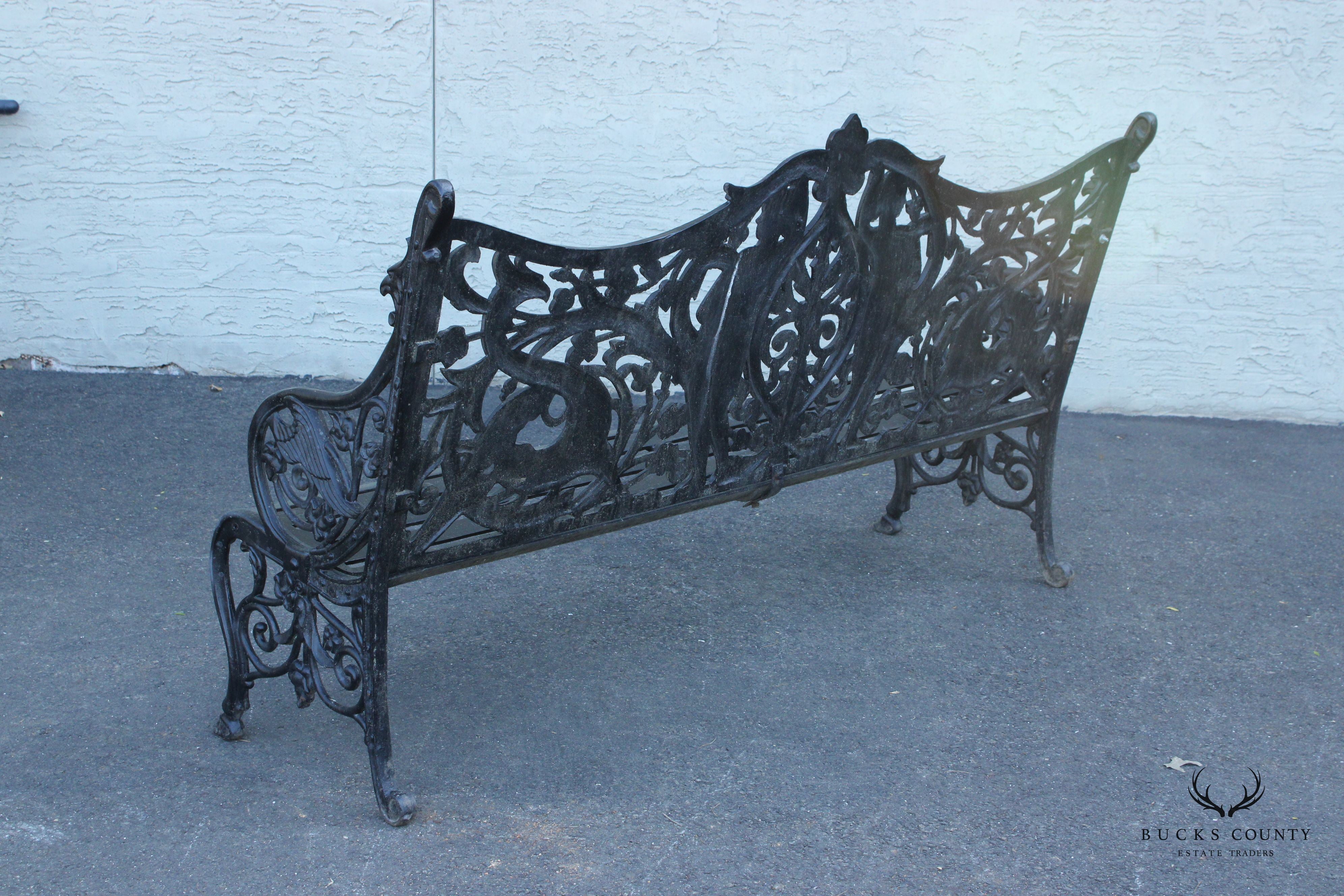 Coalbrookdale Style Cast Iron Outdoor Garden Bench