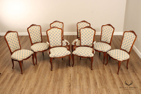 Kindel French Louis XV Style Set of Eight Carved Frame Dining Chairs