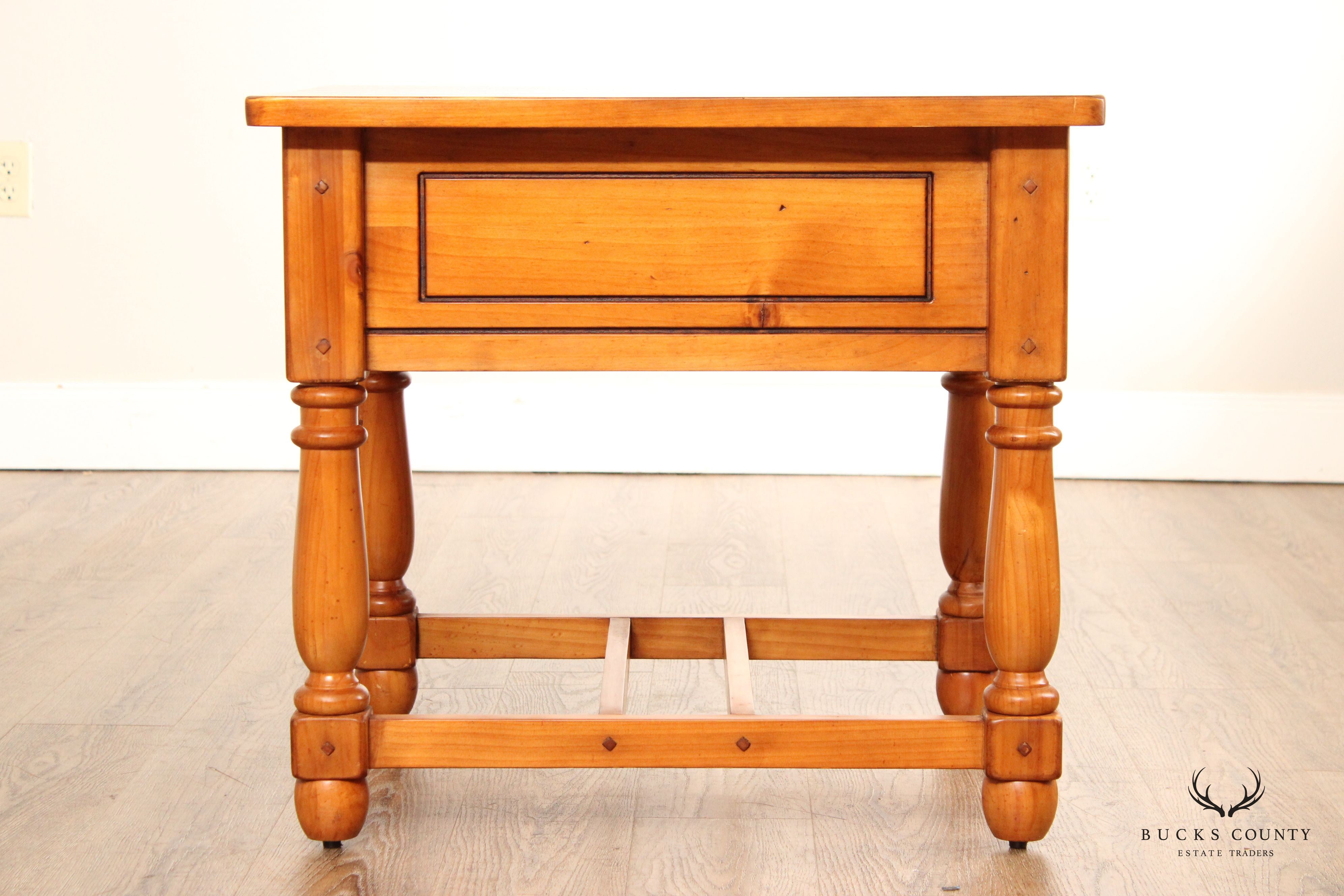 English Traditional Style Pine One-Drawer Side Table