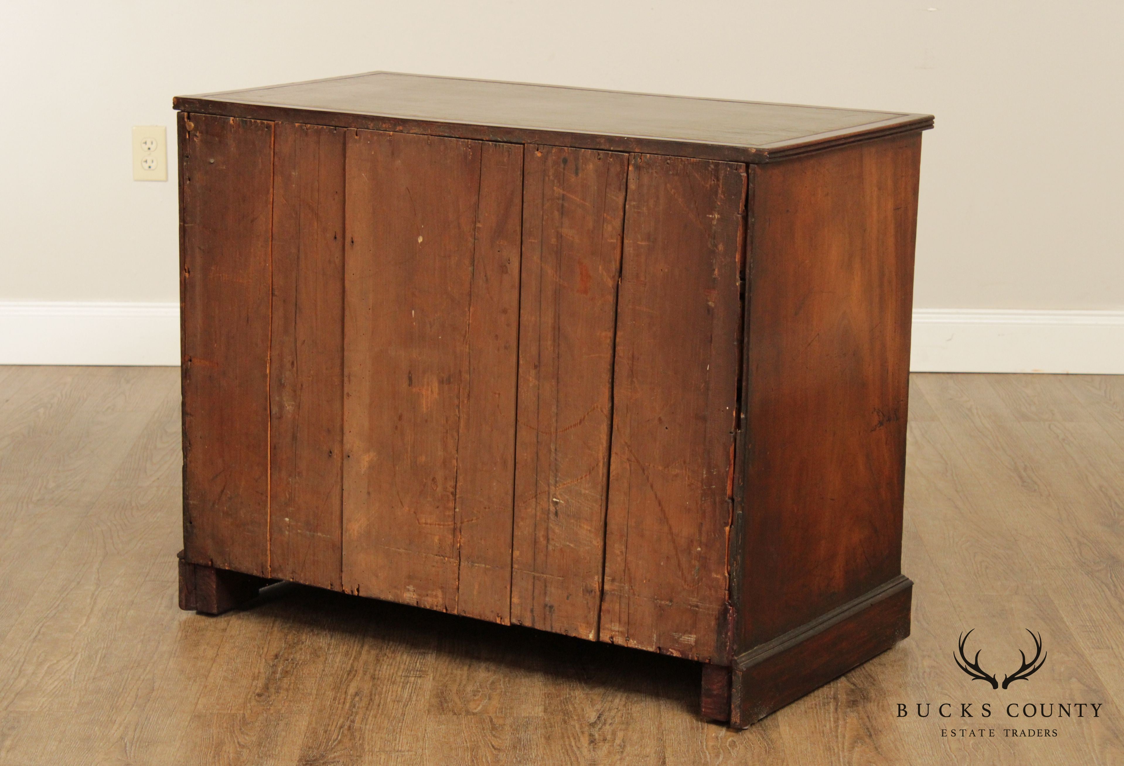 Antique English Mahogany Regency Period Leather Top Chest of Drawers