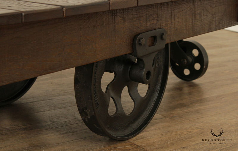 Arhaus Industrial Factory Cart Wood Coffee Table
