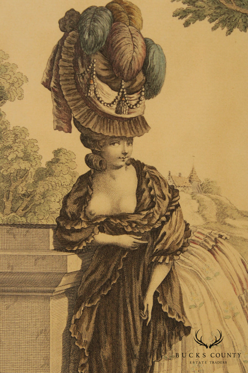 Antique 18th C. French Engraving, Gallerie des Modes et Costumes Français