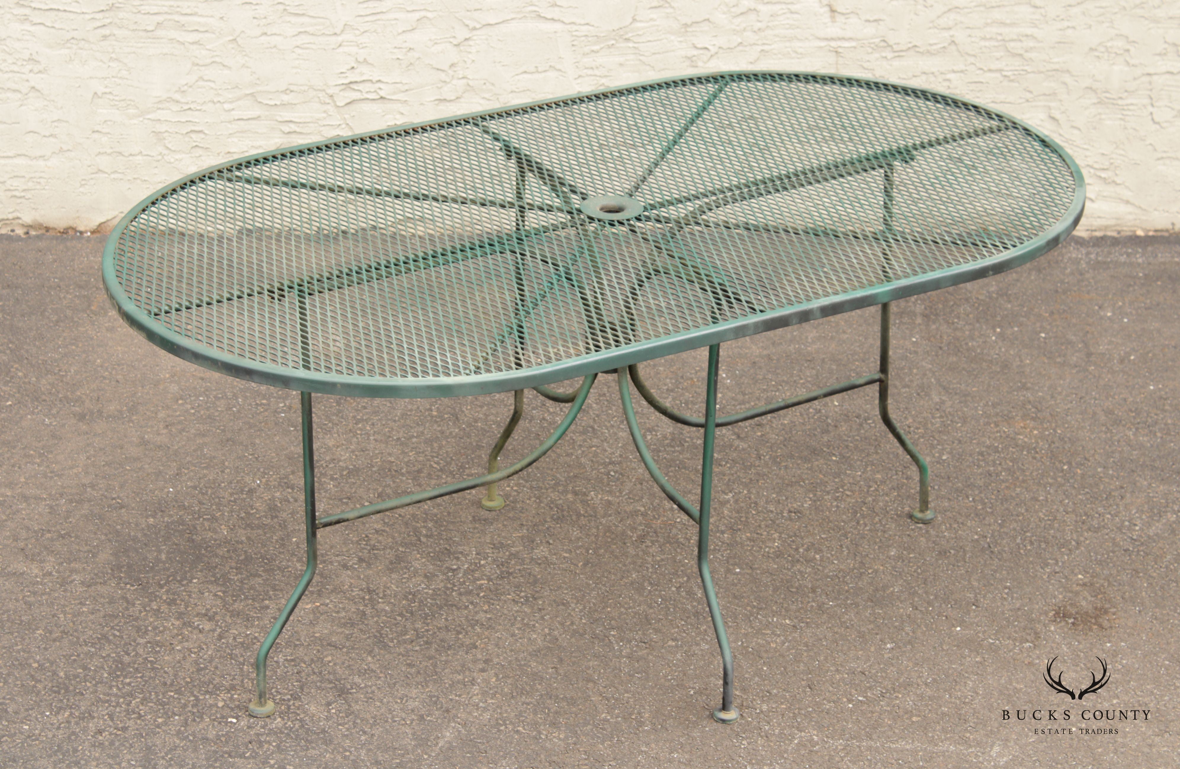 Mid Century Vintage Oval Wrought Iron Patio Garden Dining Table