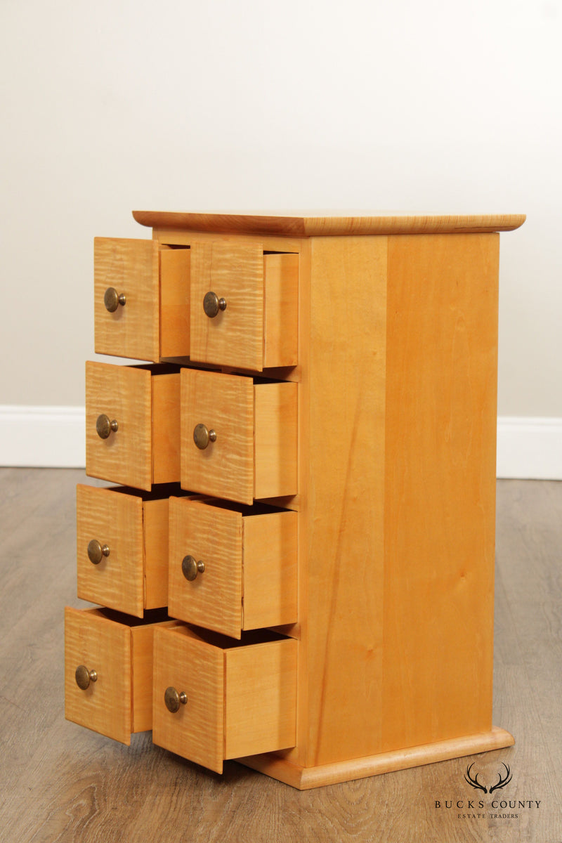 Handcrafted Curly Maple Apothecary Cabinet Side Chest