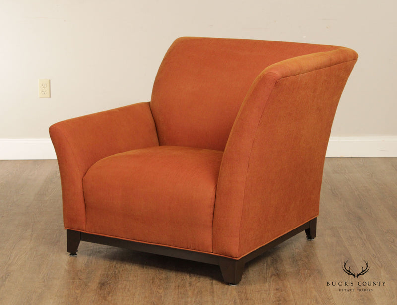 Modern Asymmetrical Pair of Custom Upholstered Club Chairs