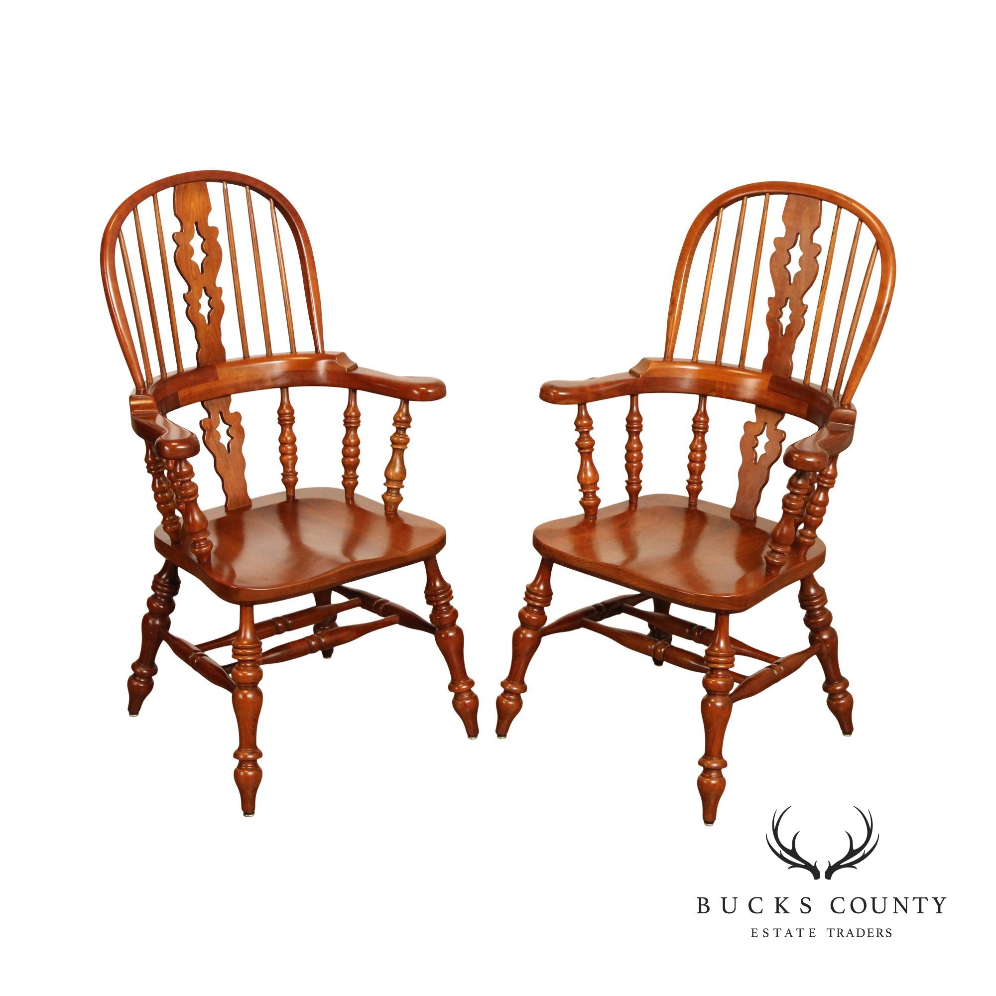 Leopold Stickley Vintage Pair Cherry Windsor Armchairs