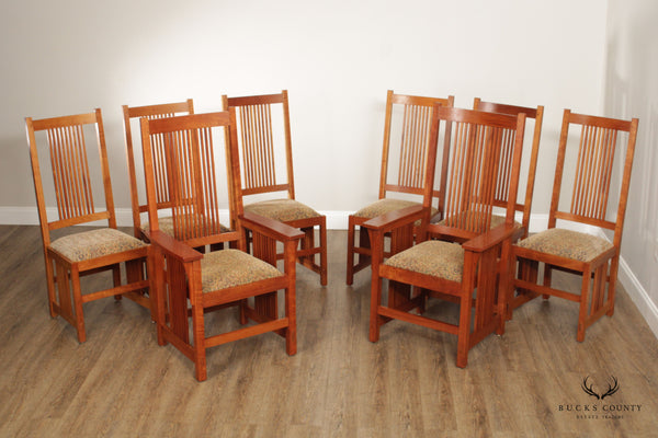 Stickley Mission Collection Set of Eight Cherry Spindle Dining Chairs