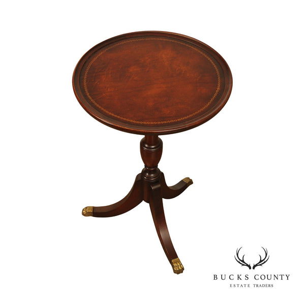 Imperial Furniture Empire Style Round Mahogany Leather Top Wine Table