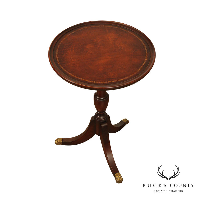 Imperial Furniture Empire Style Round Mahogany Leather Top Wine Table