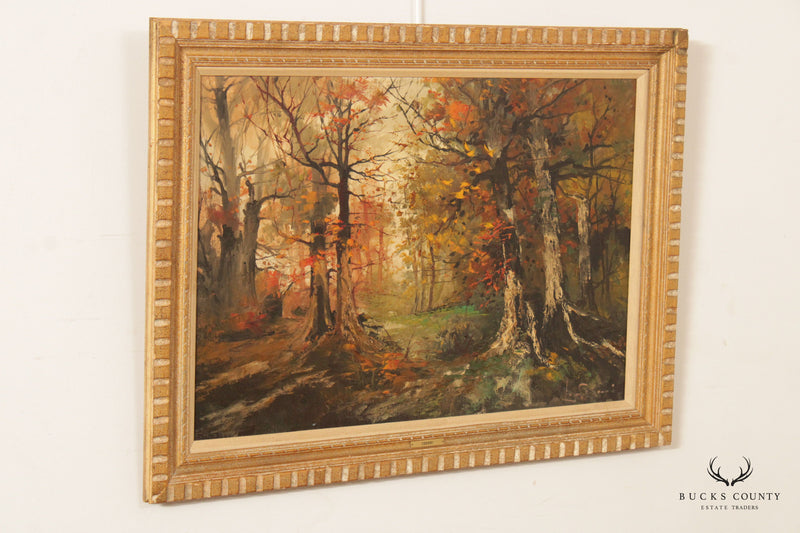 Liliana Sereni Vintage Abstract Forest Landscape Oil Painting