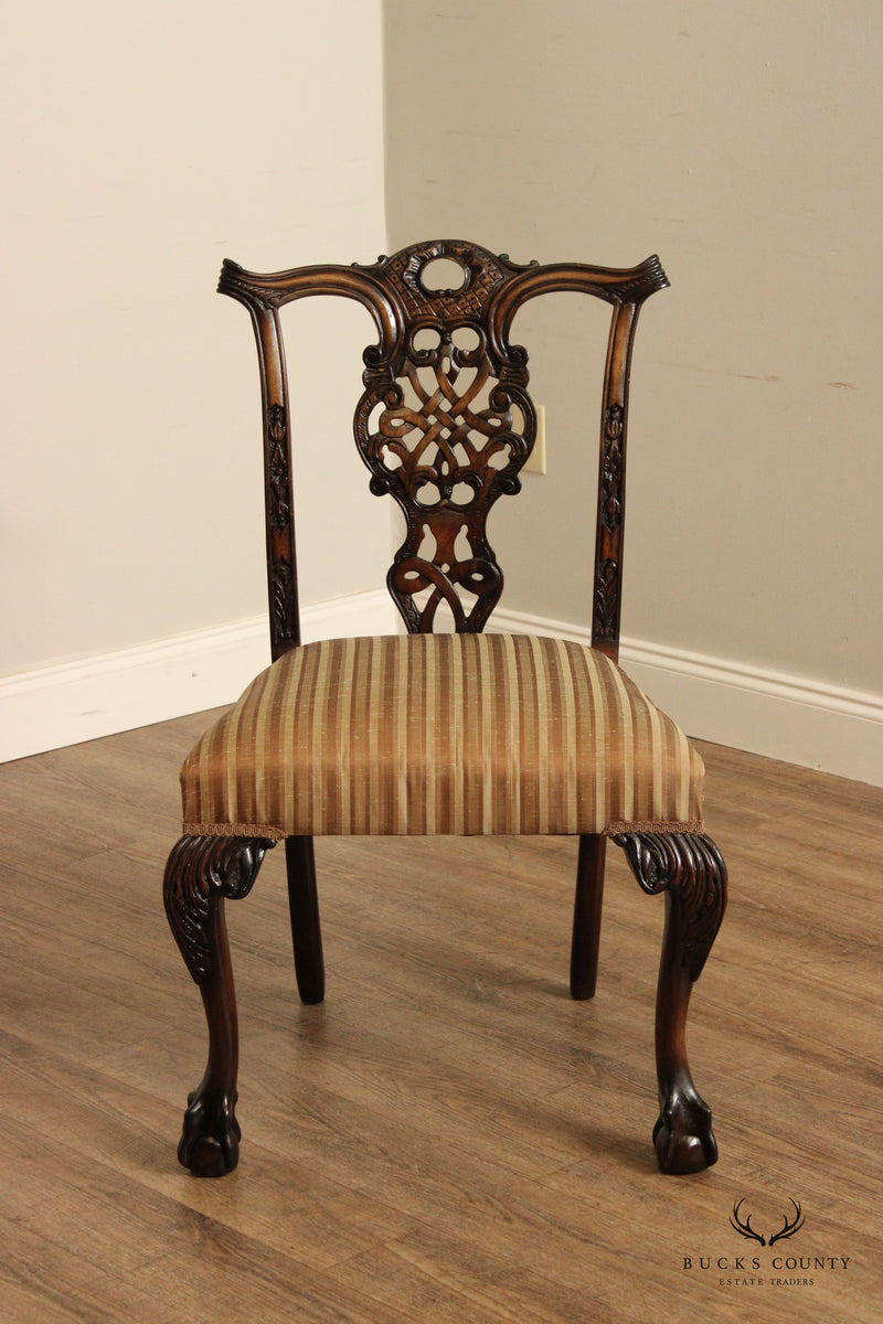 Chippendale Style Set Eight Mahogany Carved Ball and Claw Dining Chairs