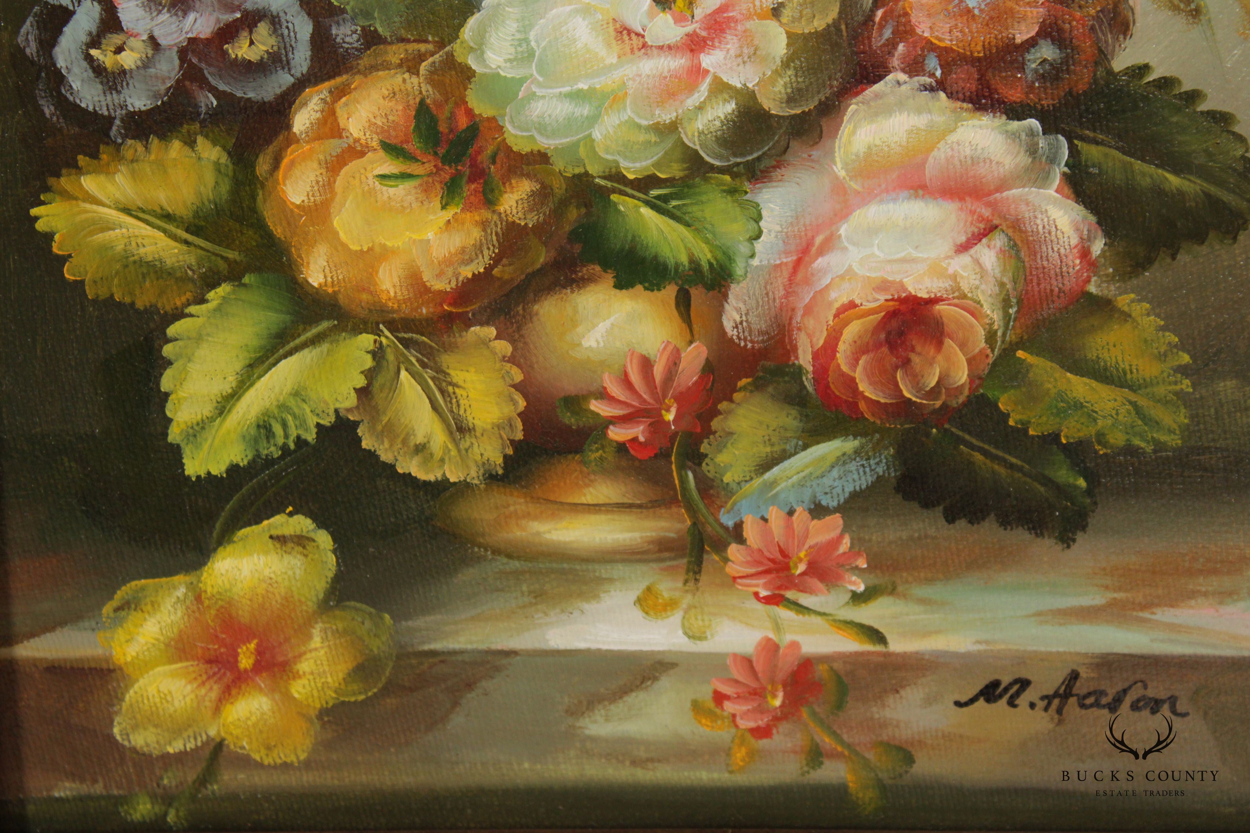 20th C. Floral Still Life Oil Painting, Signed 'M. Aaron'