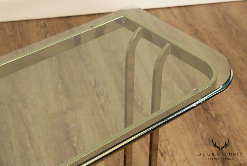 Postmodern Brass & Glass Console Table
