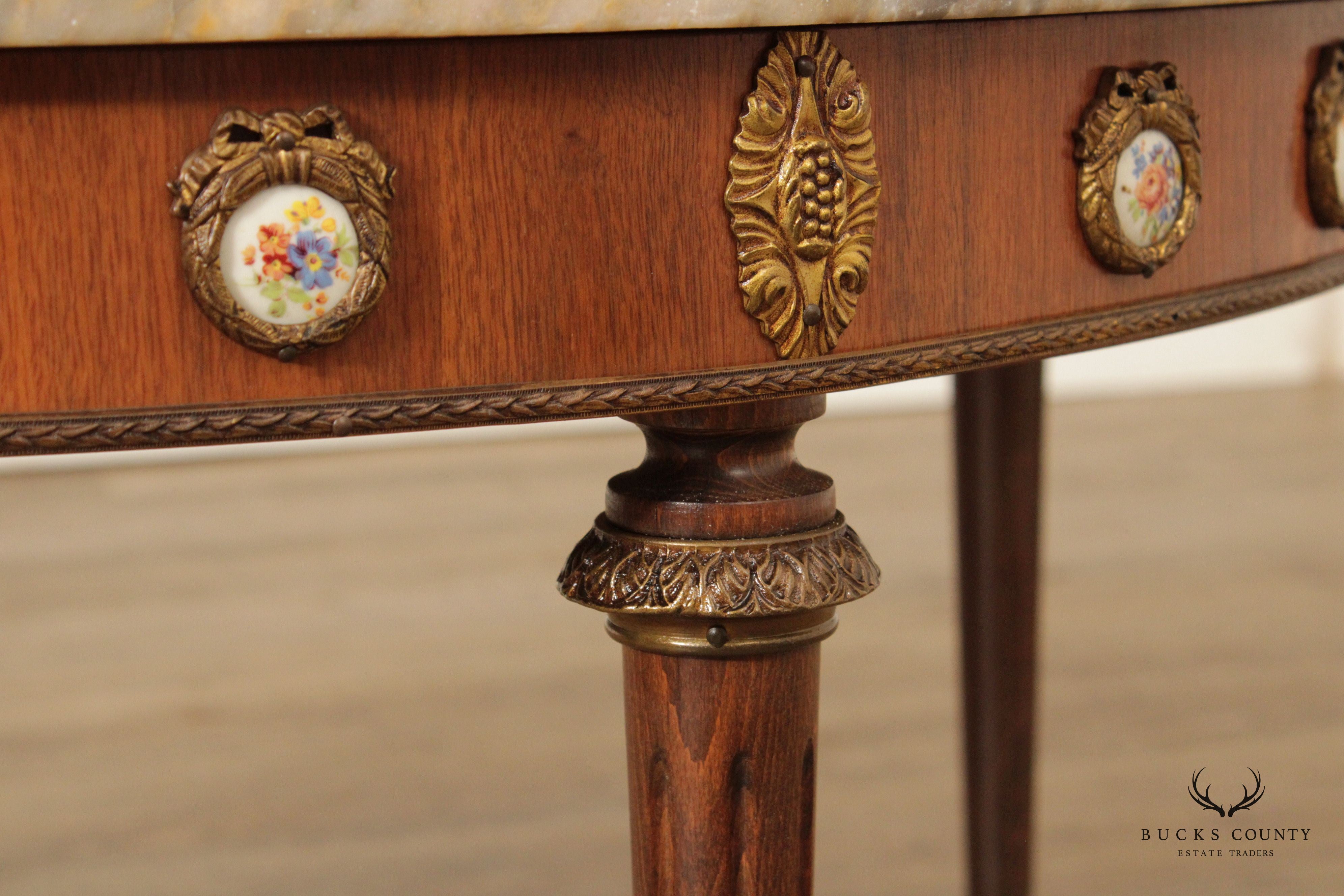 French Louis XVI Style Marble Top Cocktail Table