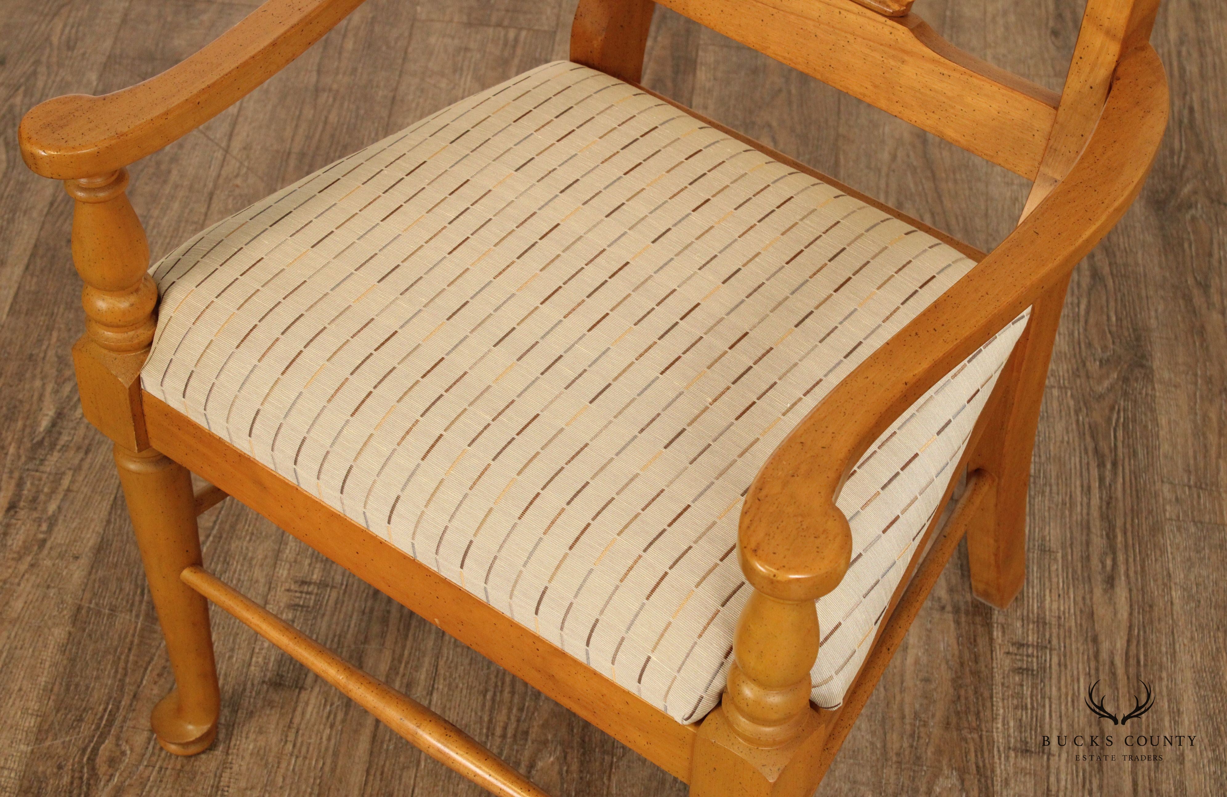 Pair Carved Pineapple Back Armchairs