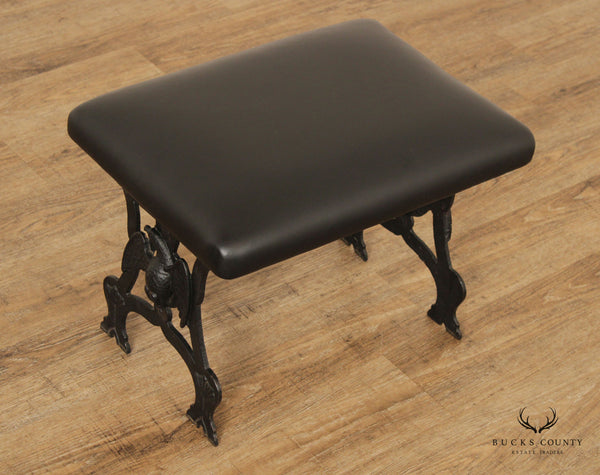 Federal Style Cast Iron and Leather Stool