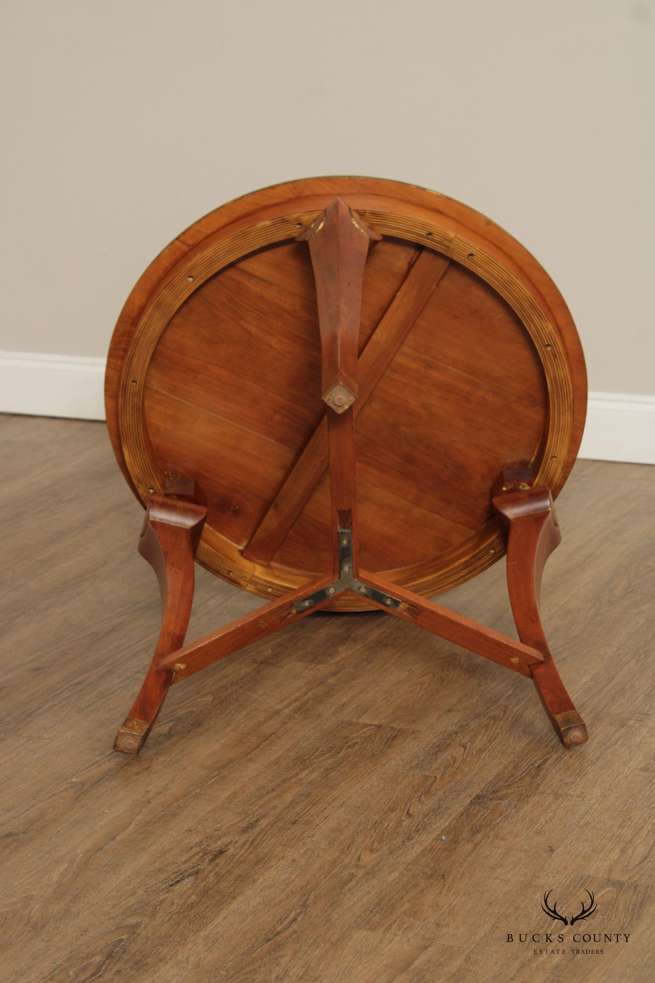 Neoclassical Style Round Cherry Side Table