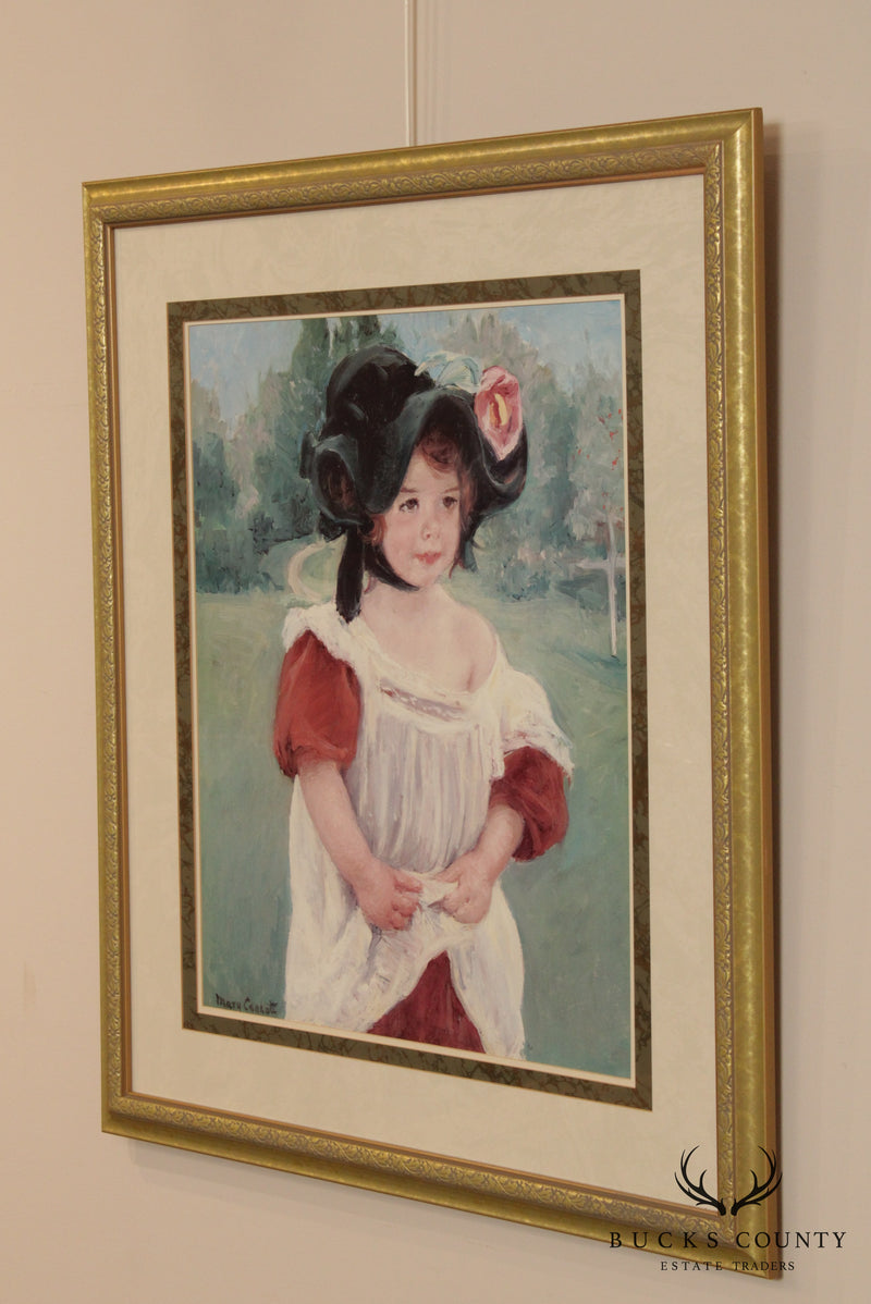 Mary Cassatt Custom Framed Art Print, Springtime Margot Standing in Garden
