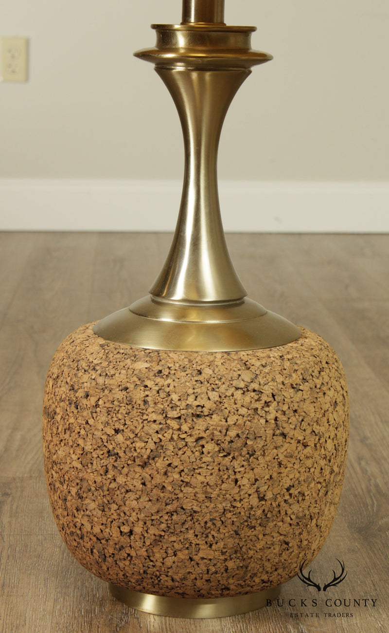 Mid Century Modern Cork and Brass Table Lamp - Honi Chilo