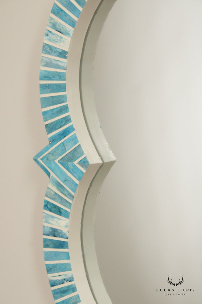 Santorini Style Faux Bone Inlaid Quatrefoil Mirror