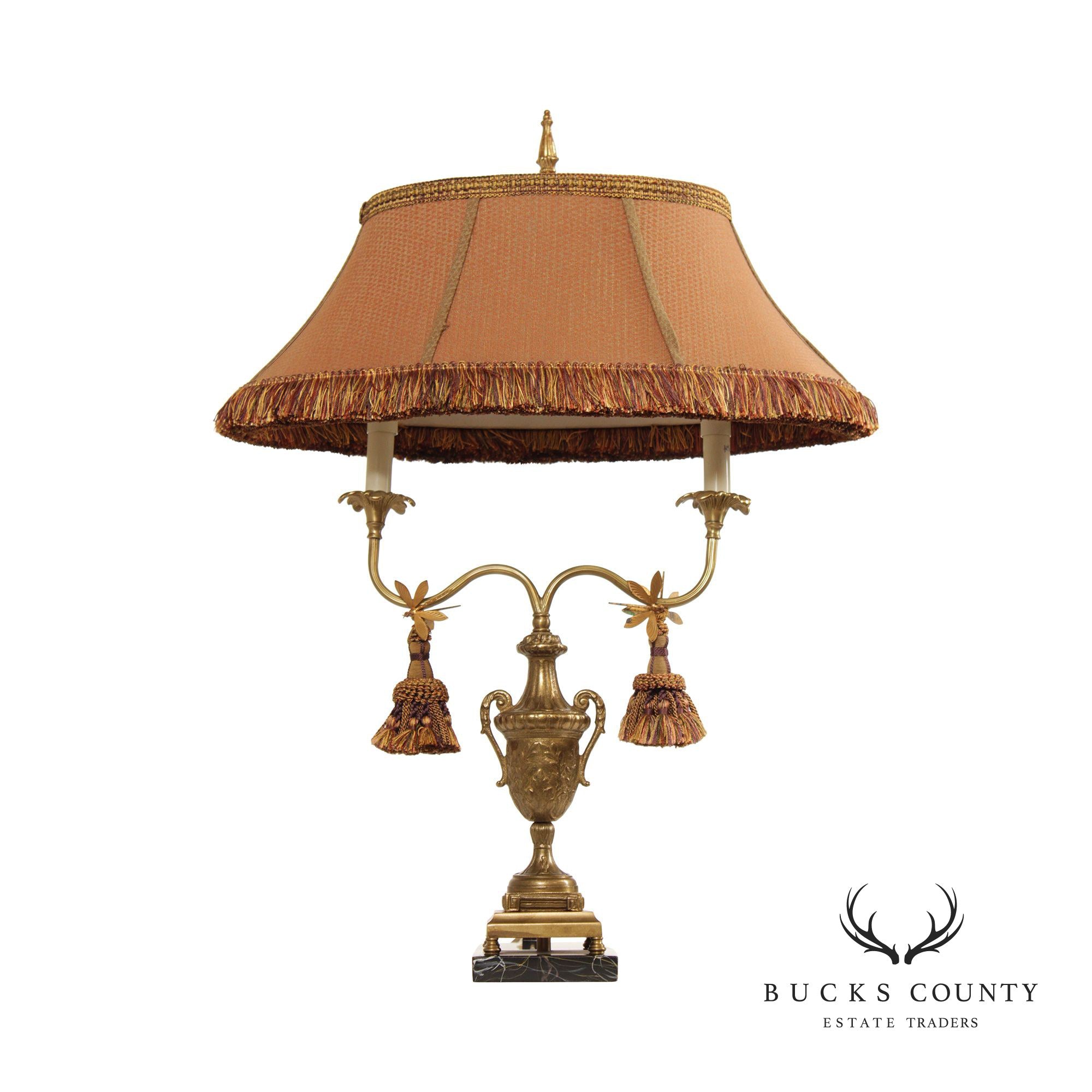 Frederick Cooper Brass and Marble Urn-Form Bouillotte Table Lamp