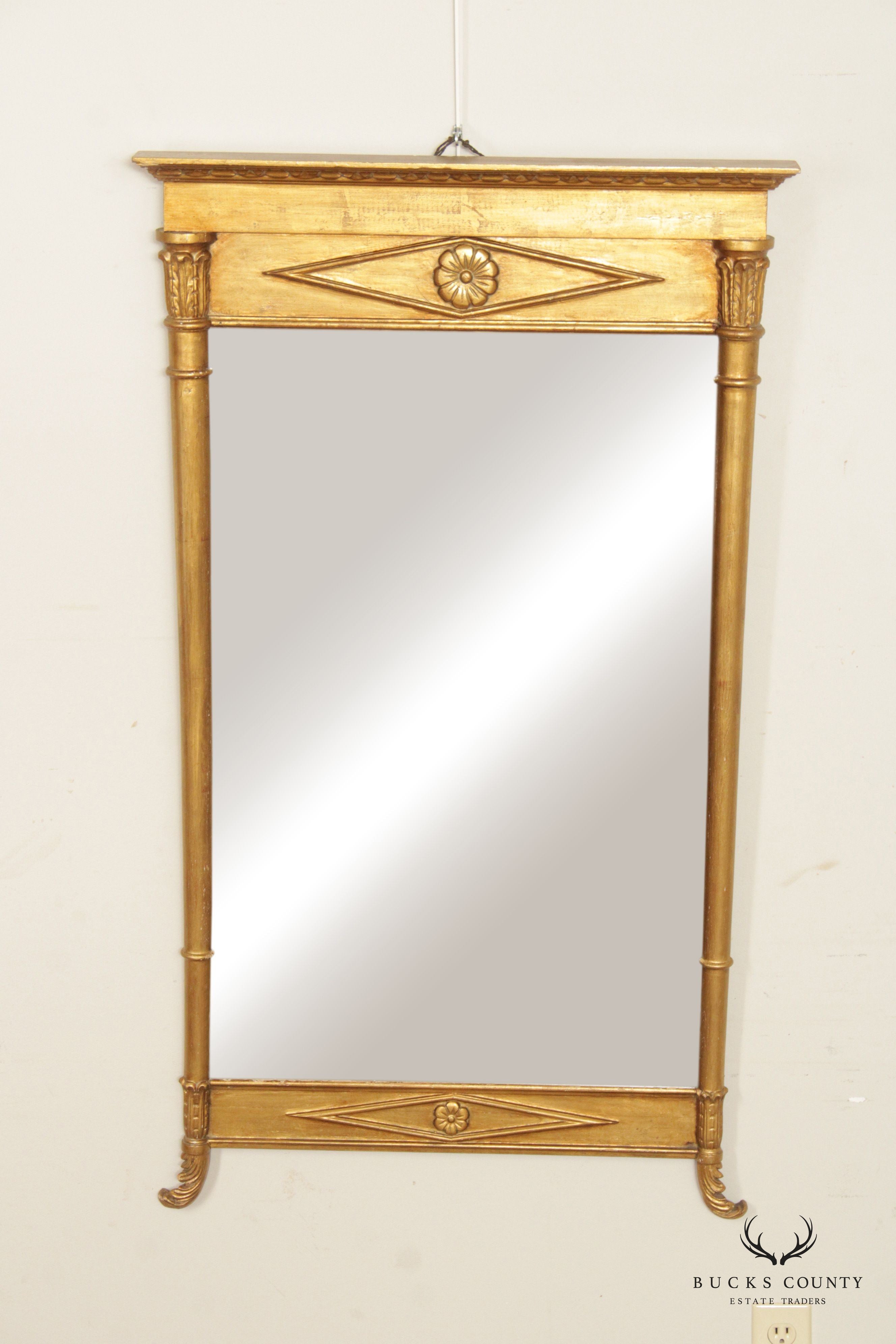 Antique Neoclassical Revival Carved Giltwood Pier Mirror