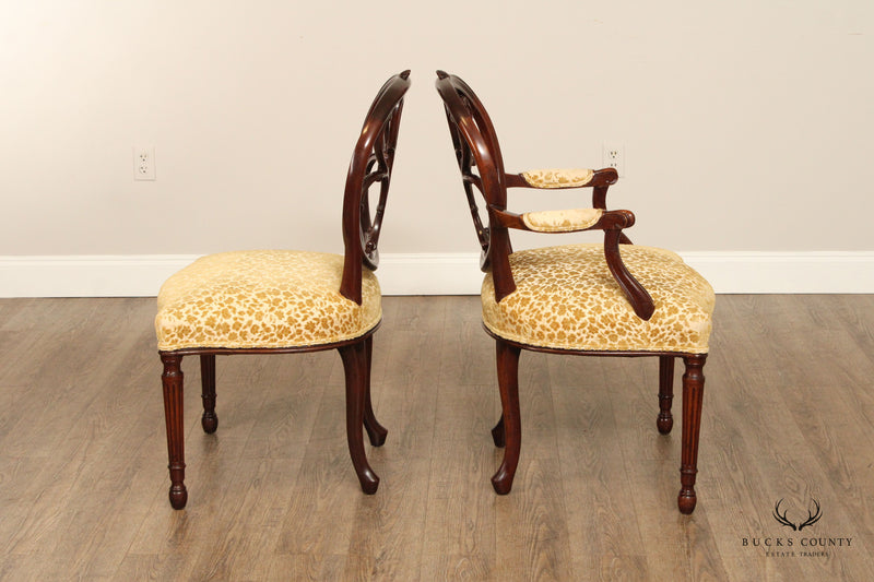 Hepplewhite Style Set of Ten Carved Mahogany Dining Chairs