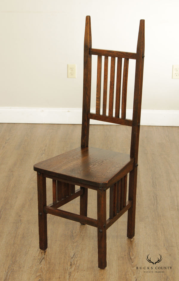 Cushman Antique Mission Oak Arts and Crafts Period Spindle Side Chair