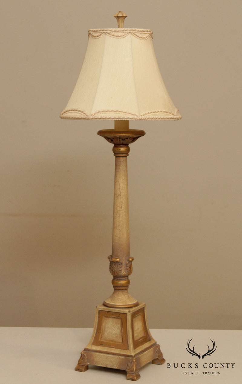 French Style Painted Gold Table Lamp with Shade