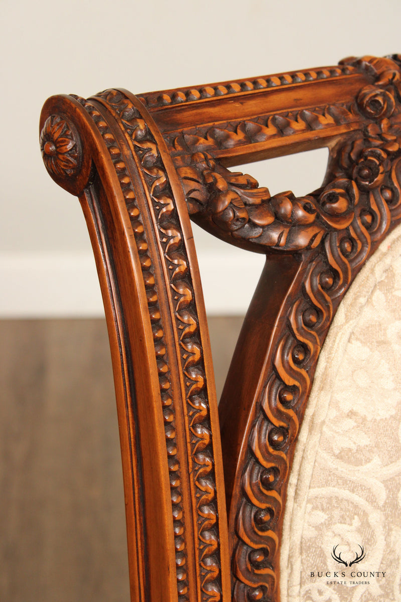 Englander Line French Louis XVI Style Set of Eight Carved Dining Chairs