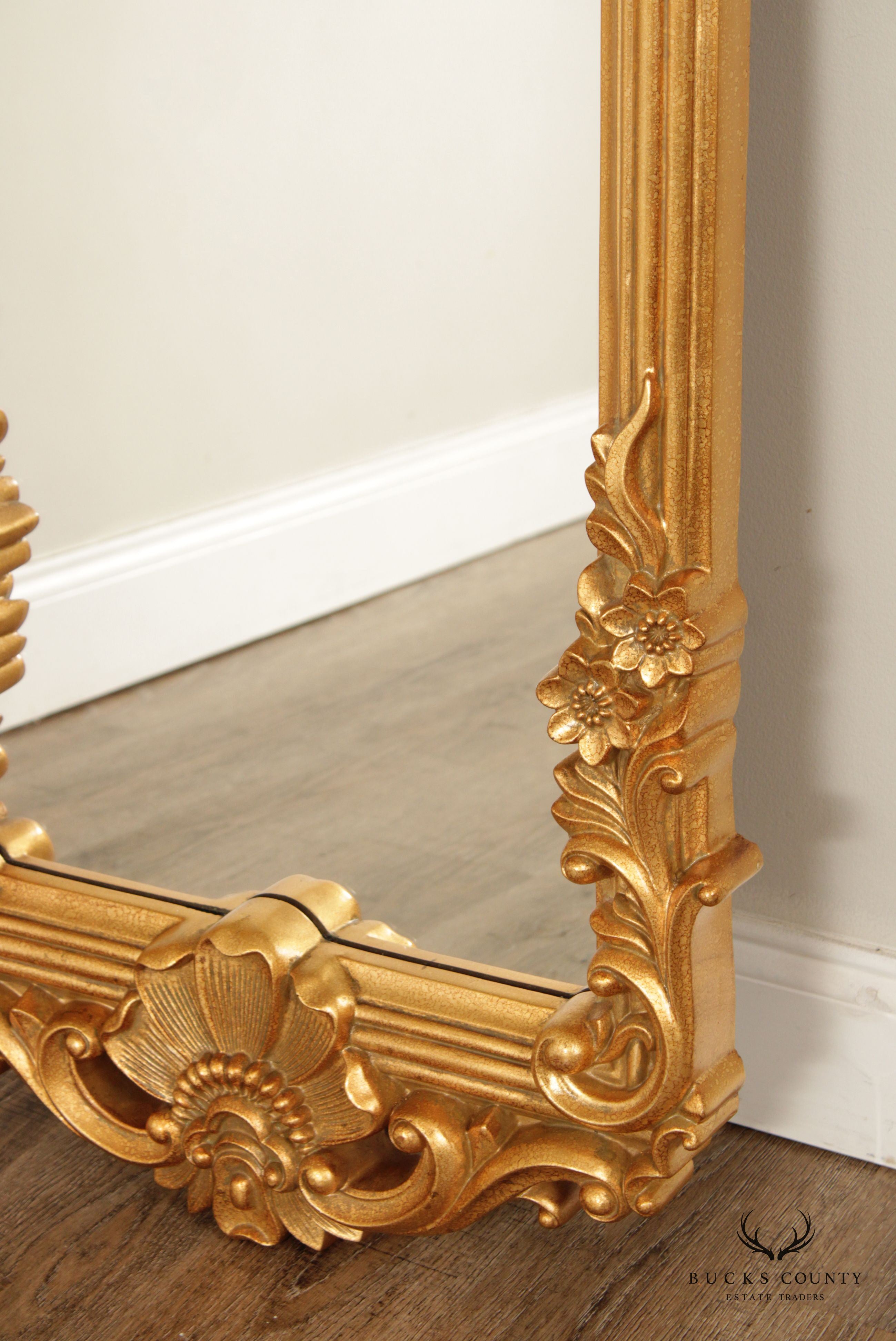 Rococo Style Carved Gesso Full Length or Pier Mirror