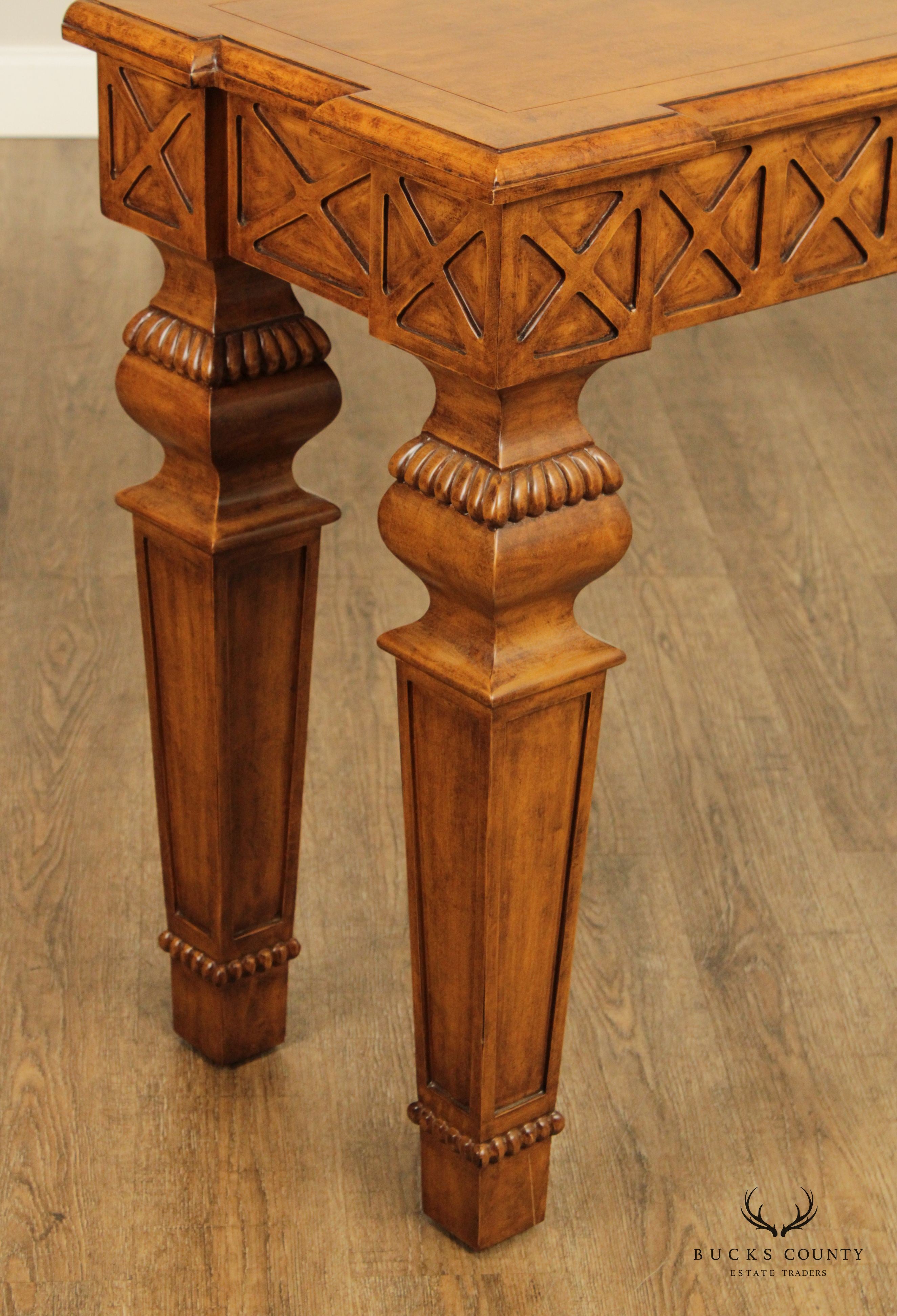 French Neoclassical Style Long Carved Wood Console