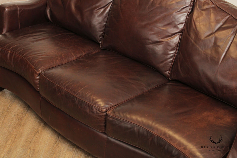 Thomasville Traditional Brown Leather Upholstered Sofa