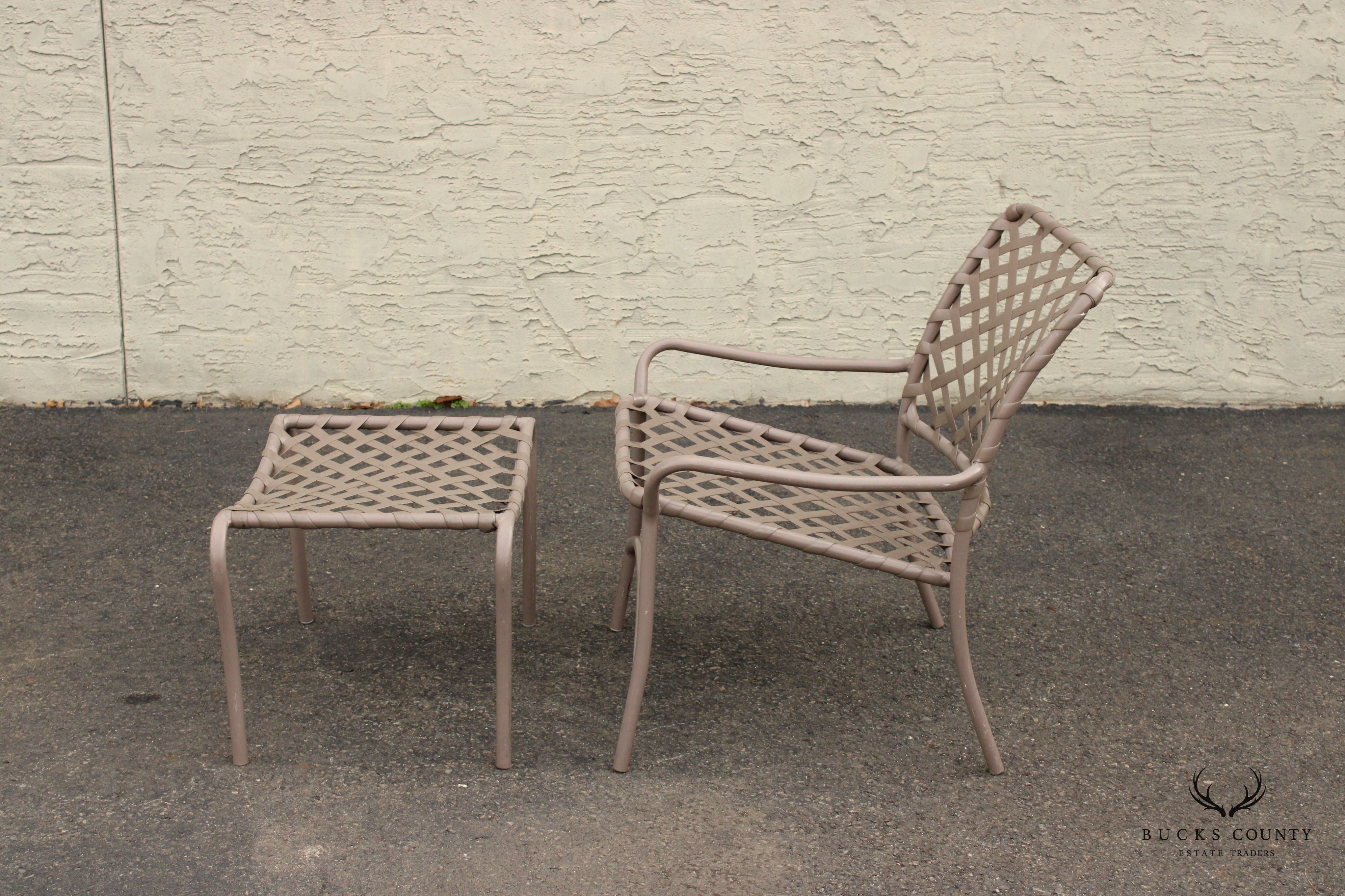 Vintage Outdoor Patio Armchair With Ottoman